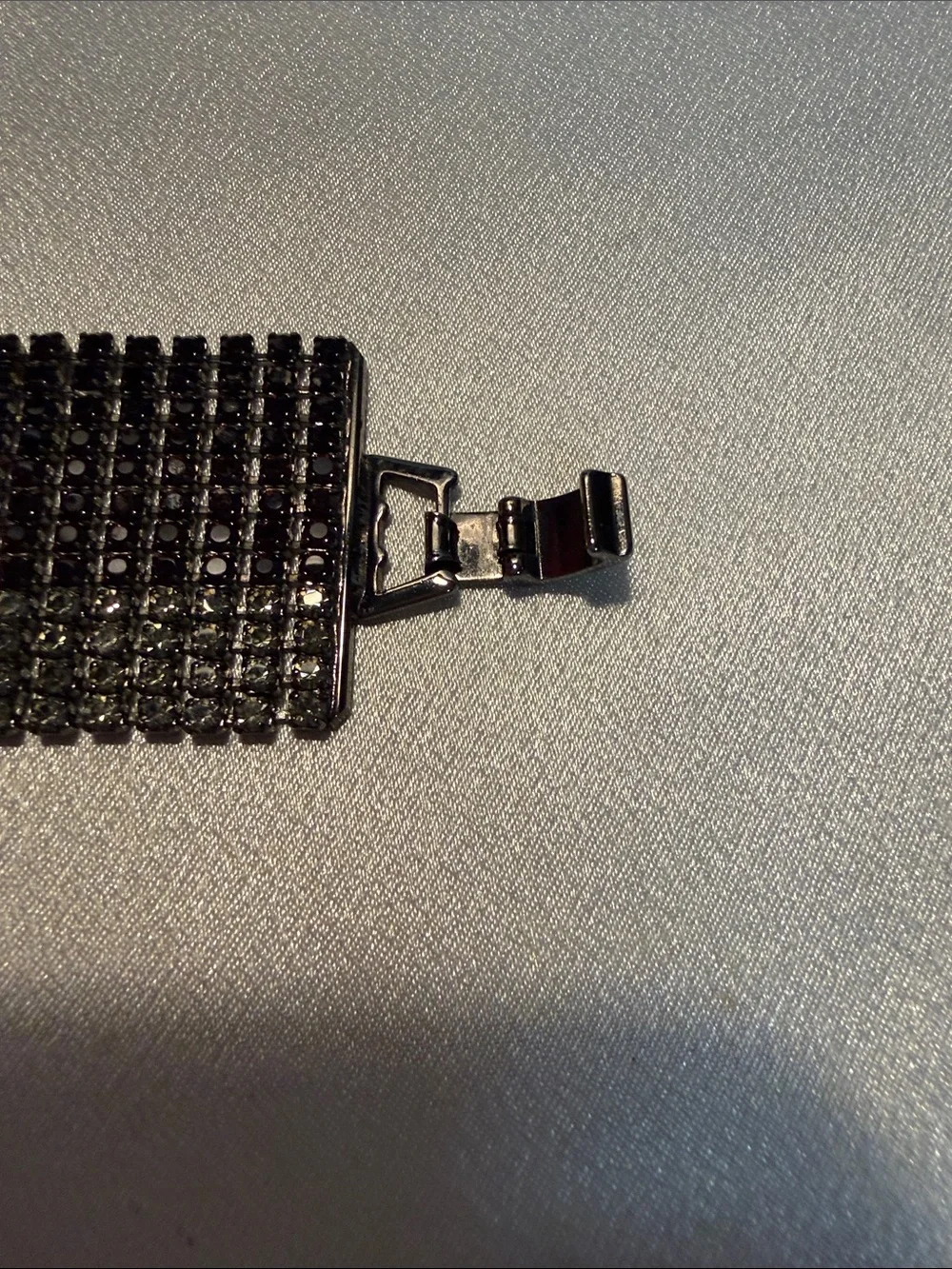 Source Unknown Gunmetal Black Crystal Wide Bracelet